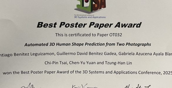 Congratulations to our lab for winning the Best Poster Paper Award at 3DSA2025